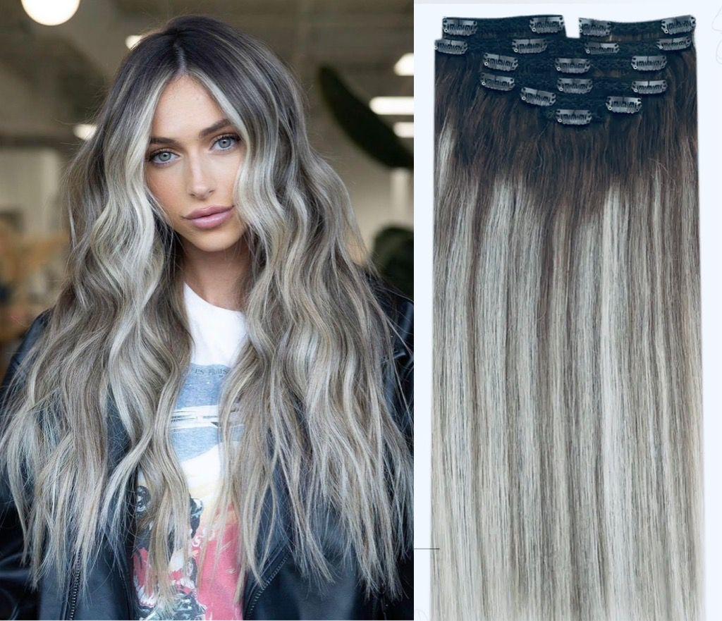 Extensii Clip-On Luxe  Balayage #9/ Light Grey - Extensii de par București