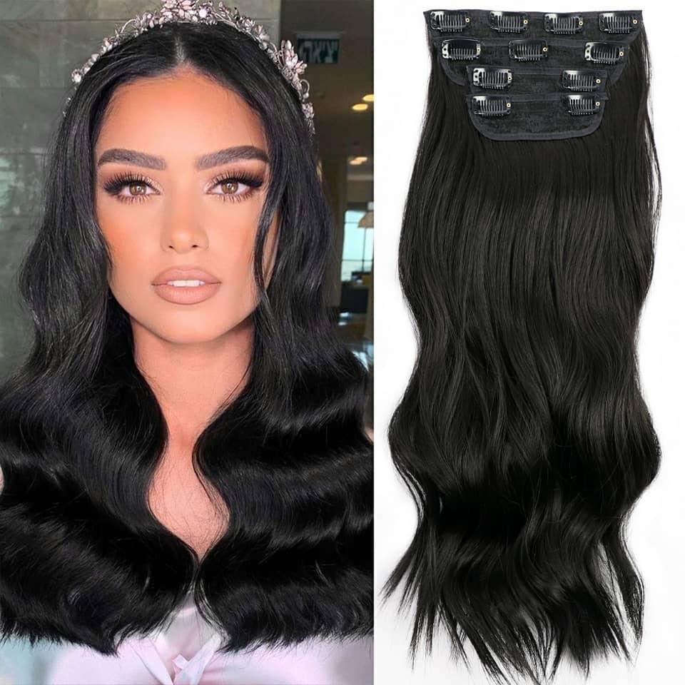 Extensii clip-on sintetic (super volum) Negru, 200g - Extensii de par București Extensii clip-on sintetic (super volum) Negru, 200g - Extensii de par București
