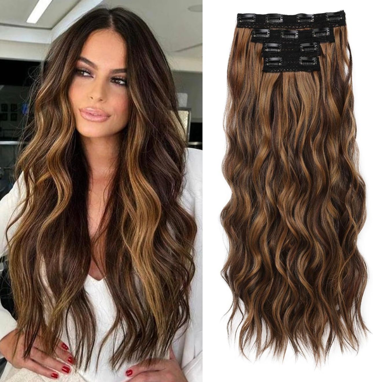 Extensii Clip On Sintetic (super volum) Balayage #2/6, 200 g - Extensii de par București