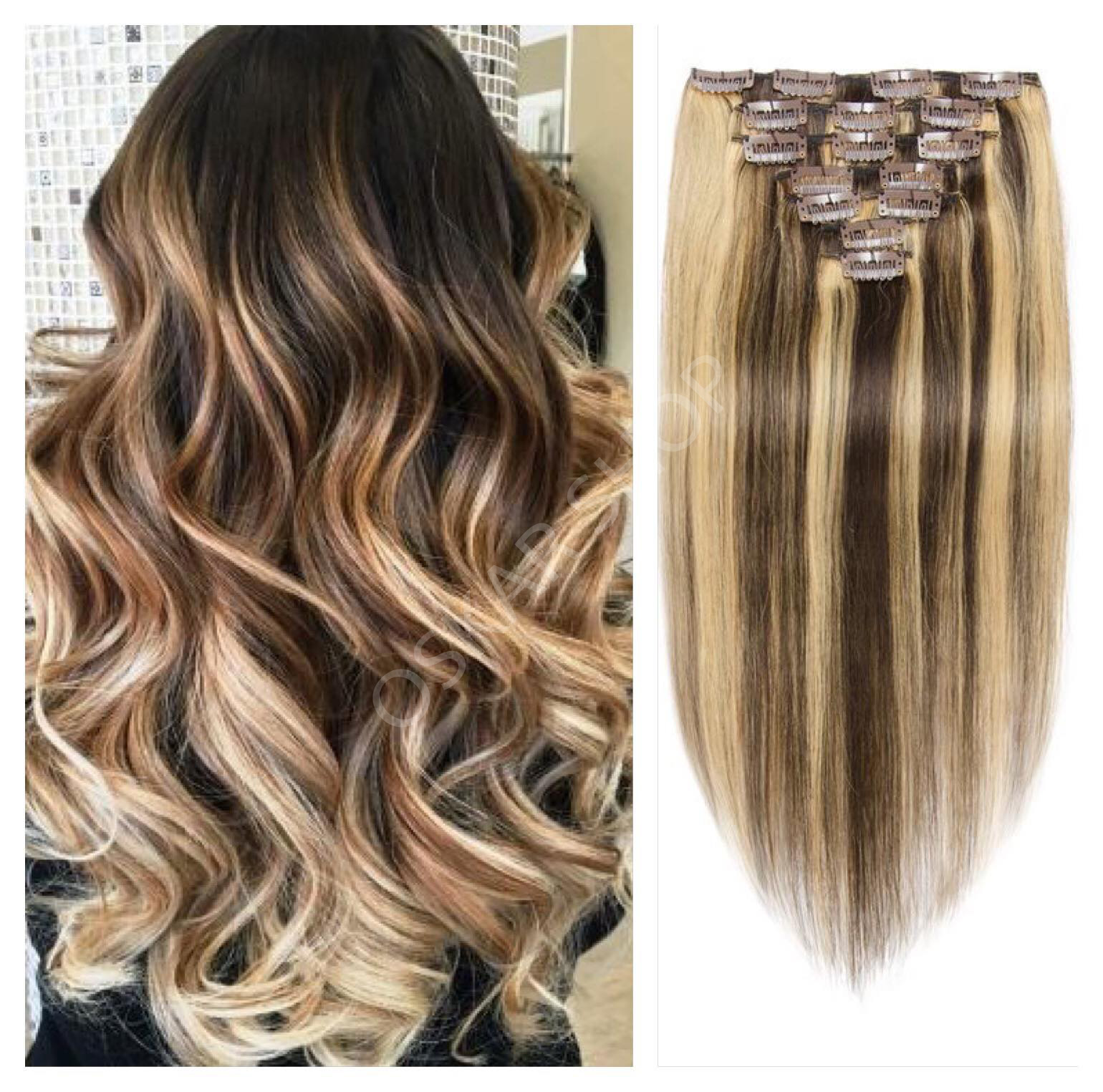 Mini Set Clip-On Balayage #4 #60 - Extensii de par București