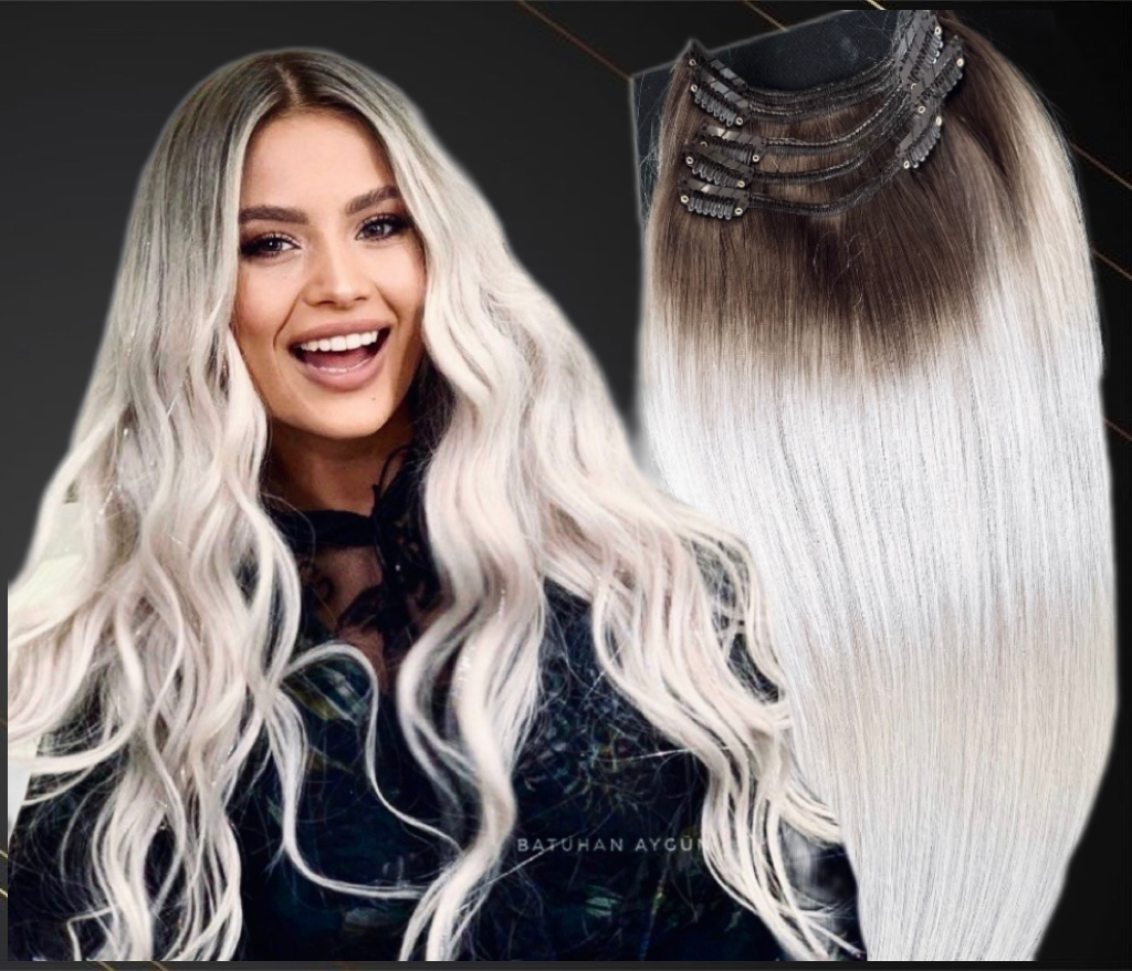 Extensii Clip-On MiniGold Ombre #4/Silver - Extensii de par București