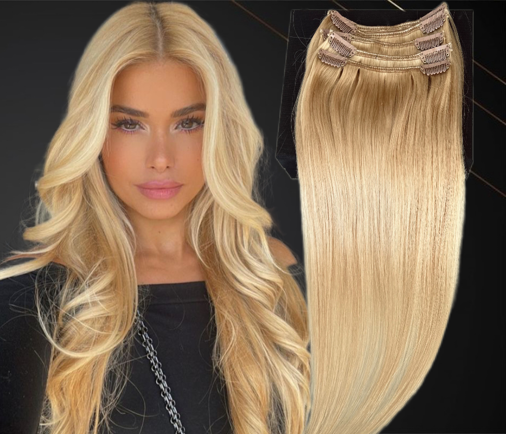 Extensii Clip-On MiniGold Blond Miere #24 - Extensii de par București