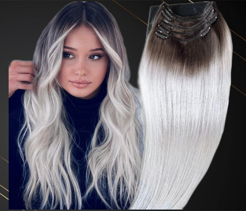 Extensii Clip-On MiniGold Ombre #9/Light Grey - Extensii de par București