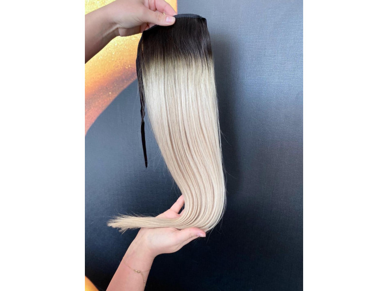 Coada de par White Platinum Ombre #1B/#613 - Extensii de par București
