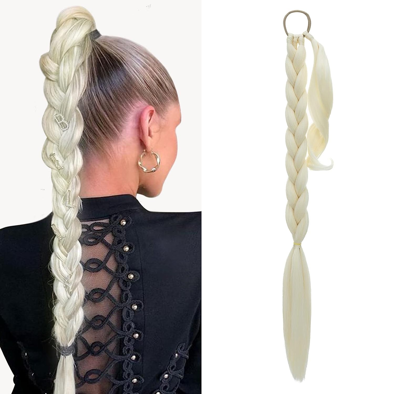 Coada de par pentru impletituri, Blond Foarte Deschis, 70 cm - Extensii de par București
