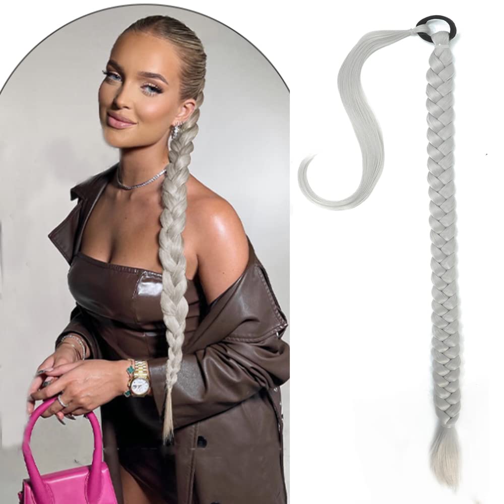 Coada de par pentru impletituri, Grey, 70 cm - Extensii de par București