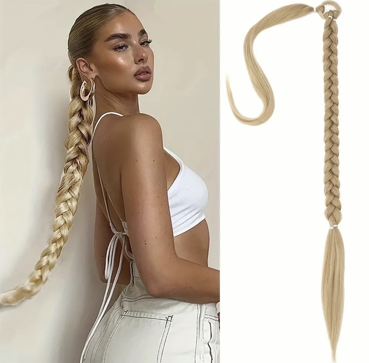 Coada de par pentru impletituri, Blond Miere, 70 cm - Extensii de par București