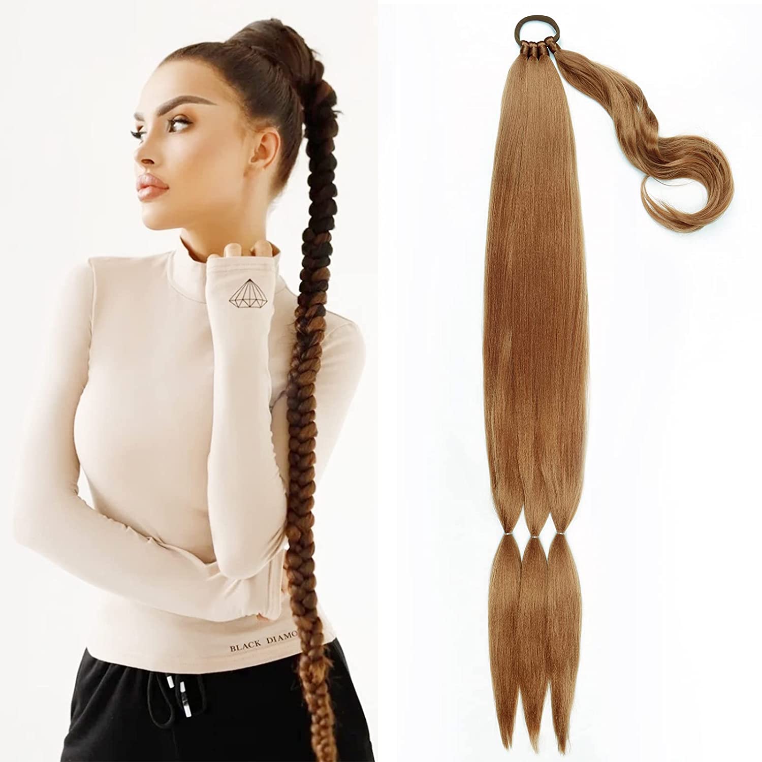 Coada de par pentru impletituri, Saten Aramiu, 70 cm - Extensii de par București