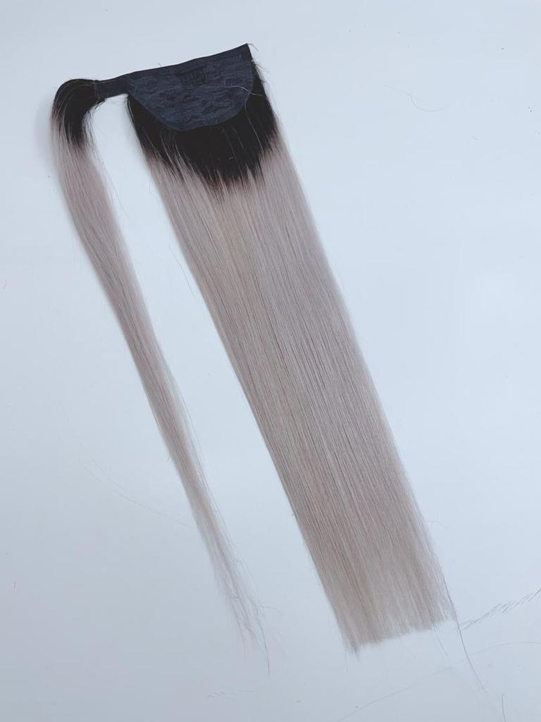 Coada de par cu scai Magic Tail Ombre #1B/Light Grey - Extensii de par București