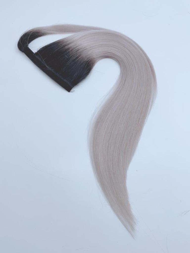 Coada de par cu scai Magic Tail Ombre #1B/Light Grey - Extensii de par București