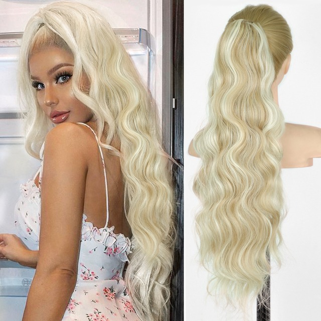 Coada de Par cu snur Blond Suvitat, 70 cm - Extensii de par București