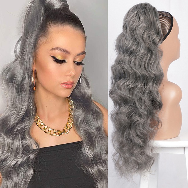 Coada de Par cu snur Grey, 70 cm - Extensii de par București