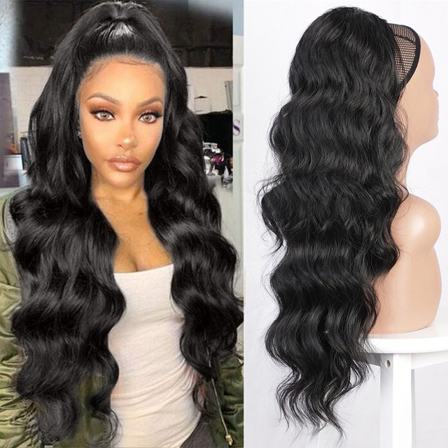 Coada de Par cu snur Negru, 70 cm - Extensii de par București