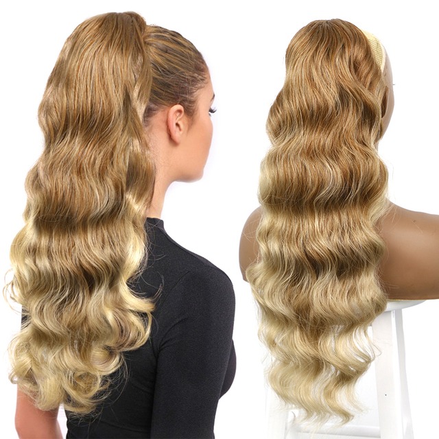 Coada de Par cu snur Ombre Saten Aramiu/ Blond natural, 70 cm - Extensii de par București