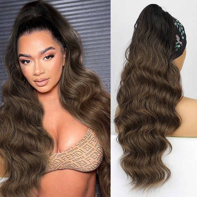 Coada de Par cu snur Ombre Saten Foarte Inchis/ Saten Natural - Extensii de par București Coada de Par cu snur Ombre Saten Foarte Inchis/ Saten Natural - Extensii de par București