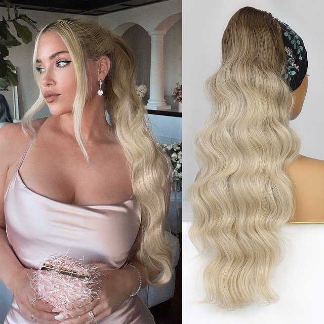 Coada de Par cu snur Ombre Saten Natural/ Blond Deschis - Extensii de par București