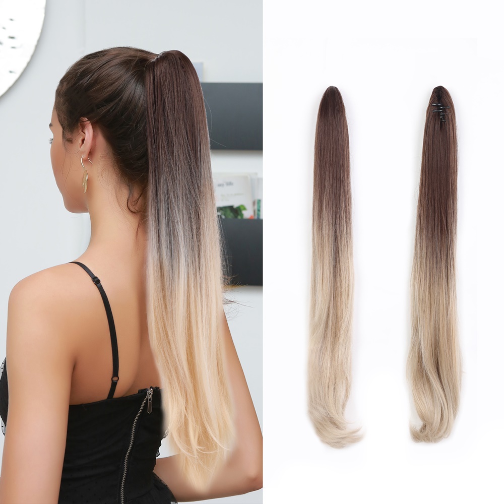Coada de Par cu Cleste Ombre Saten Natural/ Blond Alb - Extensii de par București