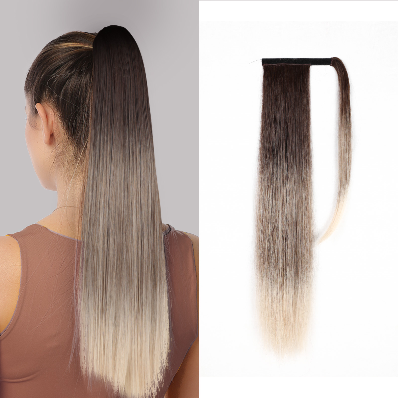 Coada de Par cu scai Ombre Saten Natural/ Blond Deschis - Extensii de par București