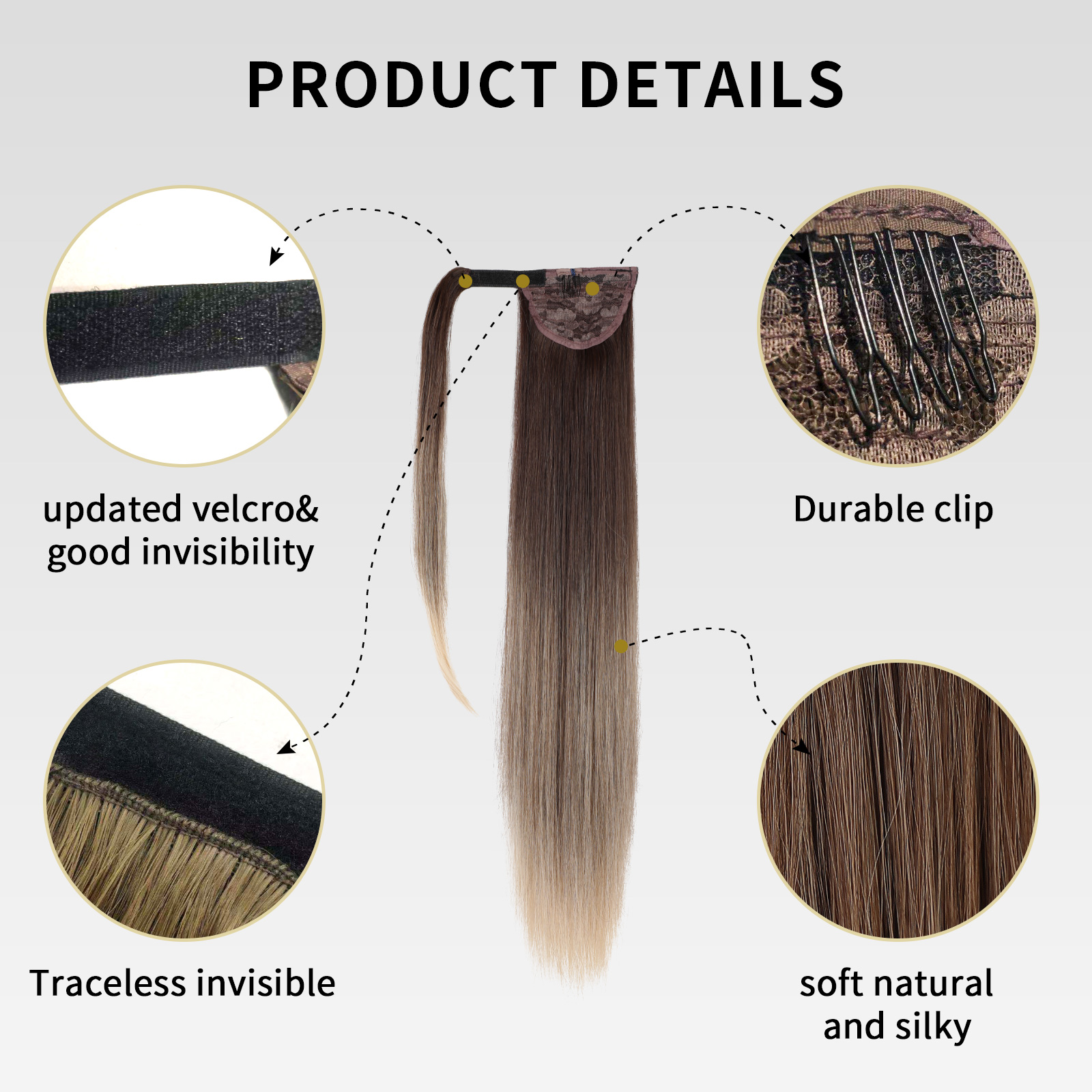 Coada de Par cu scai Ombre Saten Natural/ Blond Deschis - Extensii de par București