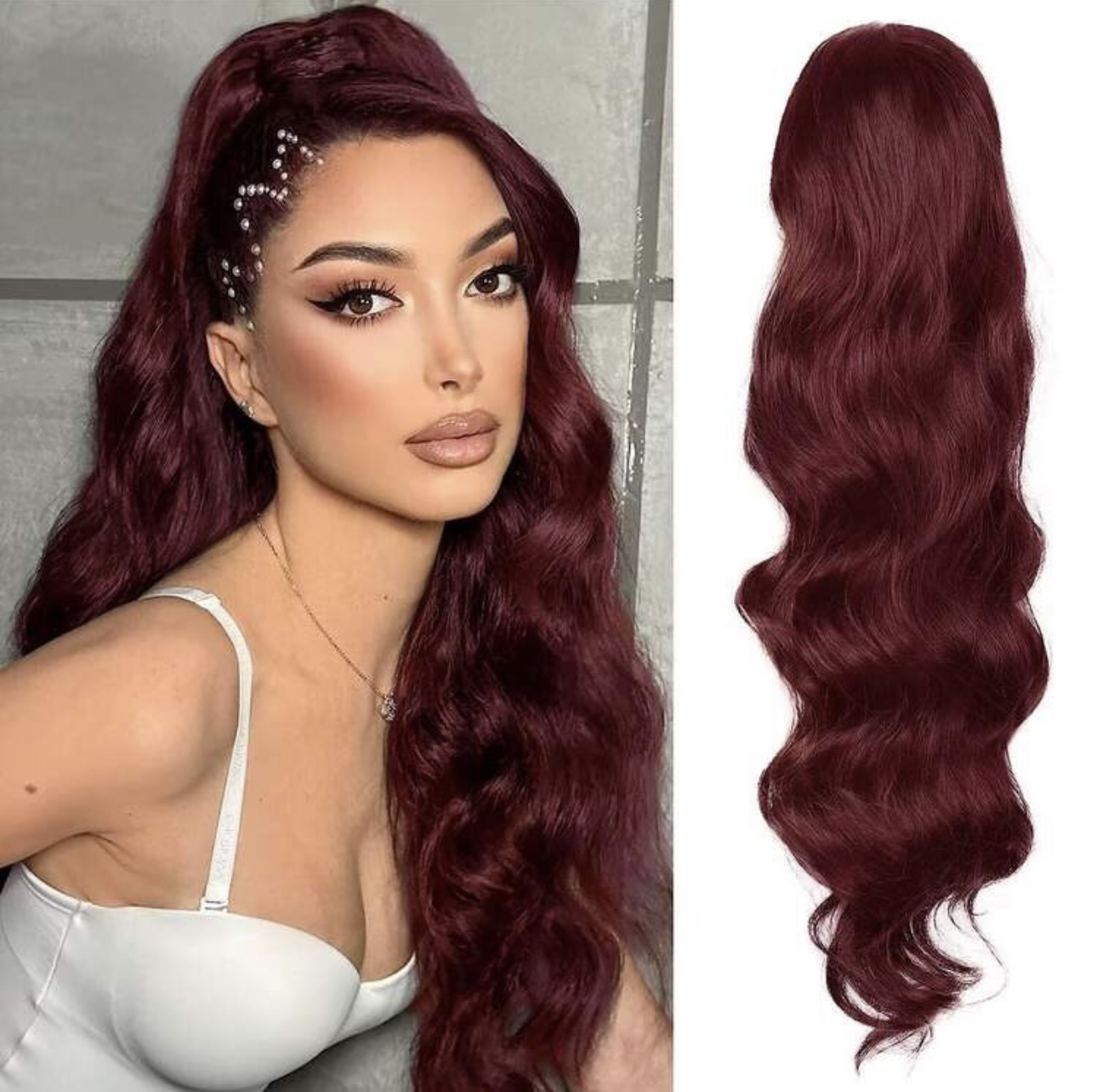 Coada cu Snur #Burgundy II 70 cm - Extensii de par București