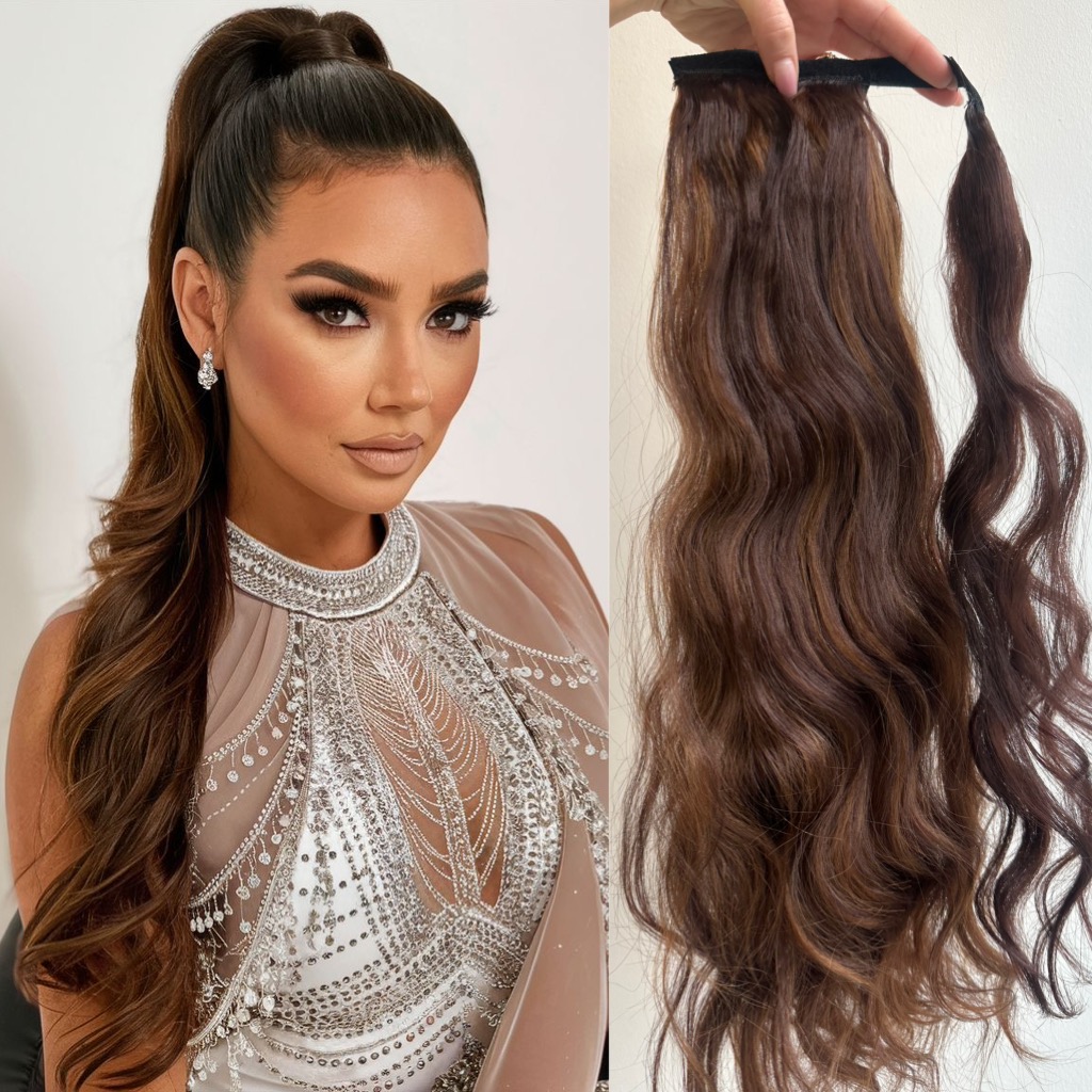 Coada de Par cu scai Ondulata Balayage #4/#8 - Extensii de par București