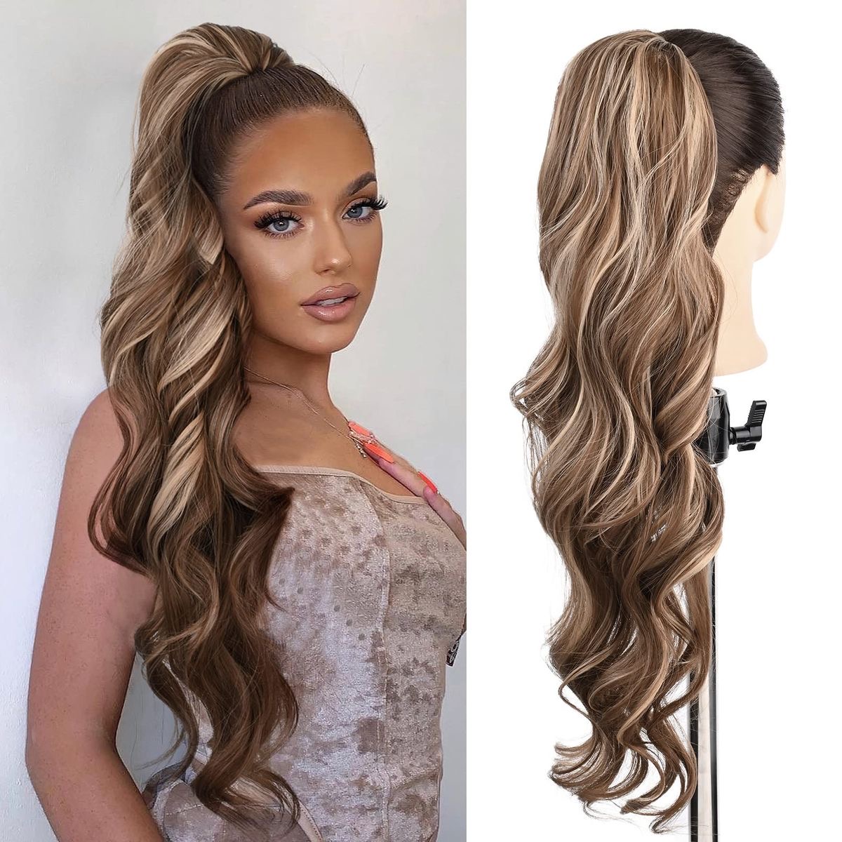 Coada de Par cu snur Balayage saten mediu/ blond deschis - Extensii de par București Coada de Par cu snur Balayage saten mediu/ blond deschis - Extensii de par București