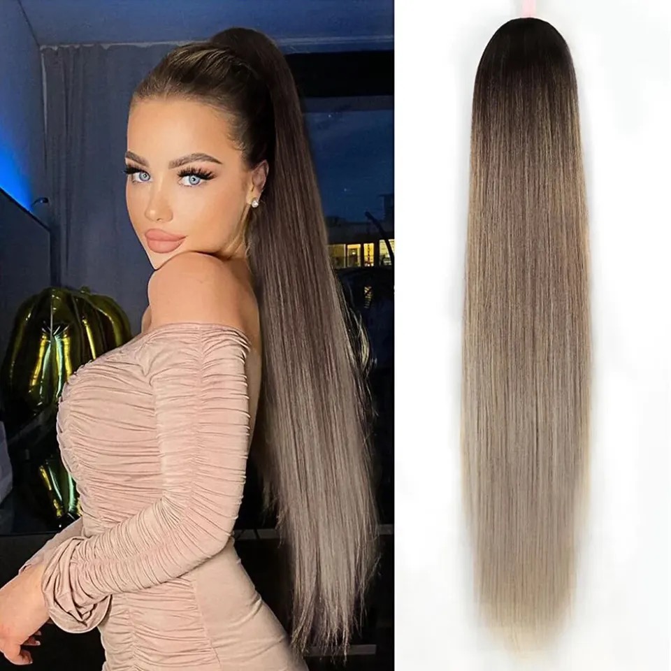 Coada cu Snur Ombre Saten Mediu/ Blond Deschis  70 cm - Extensii de par București