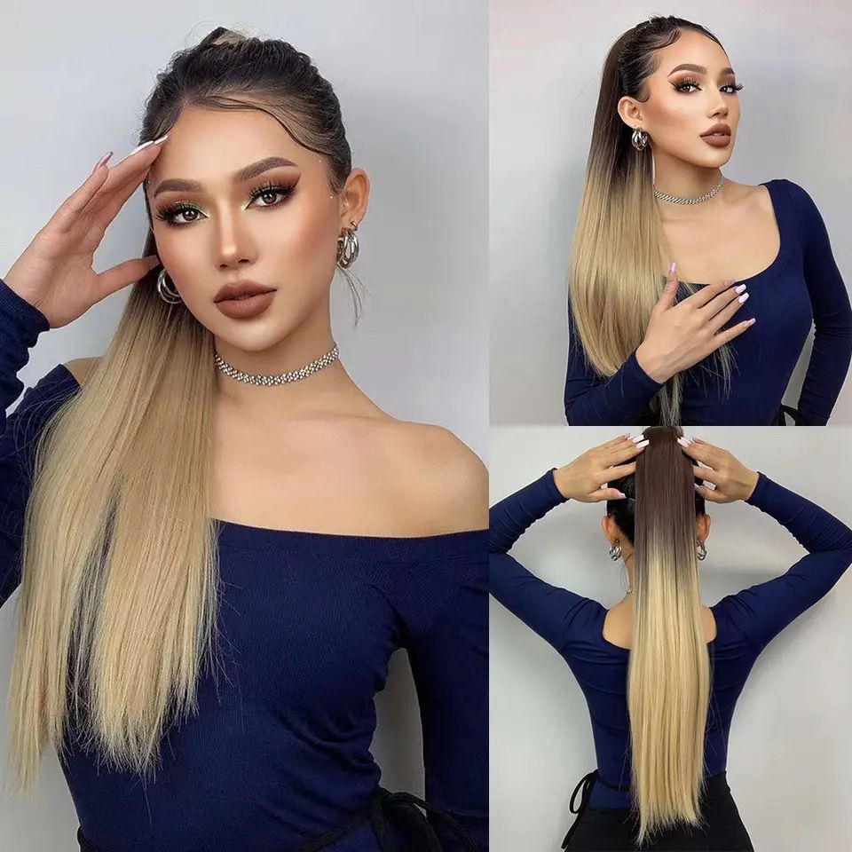 Coada de Par cu Scai Ombre Saten Mediu/ Blond Natural - Extensii de par București Coada de Par cu Scai Ombre Saten Mediu/ Blond Natural - Extensii de par București