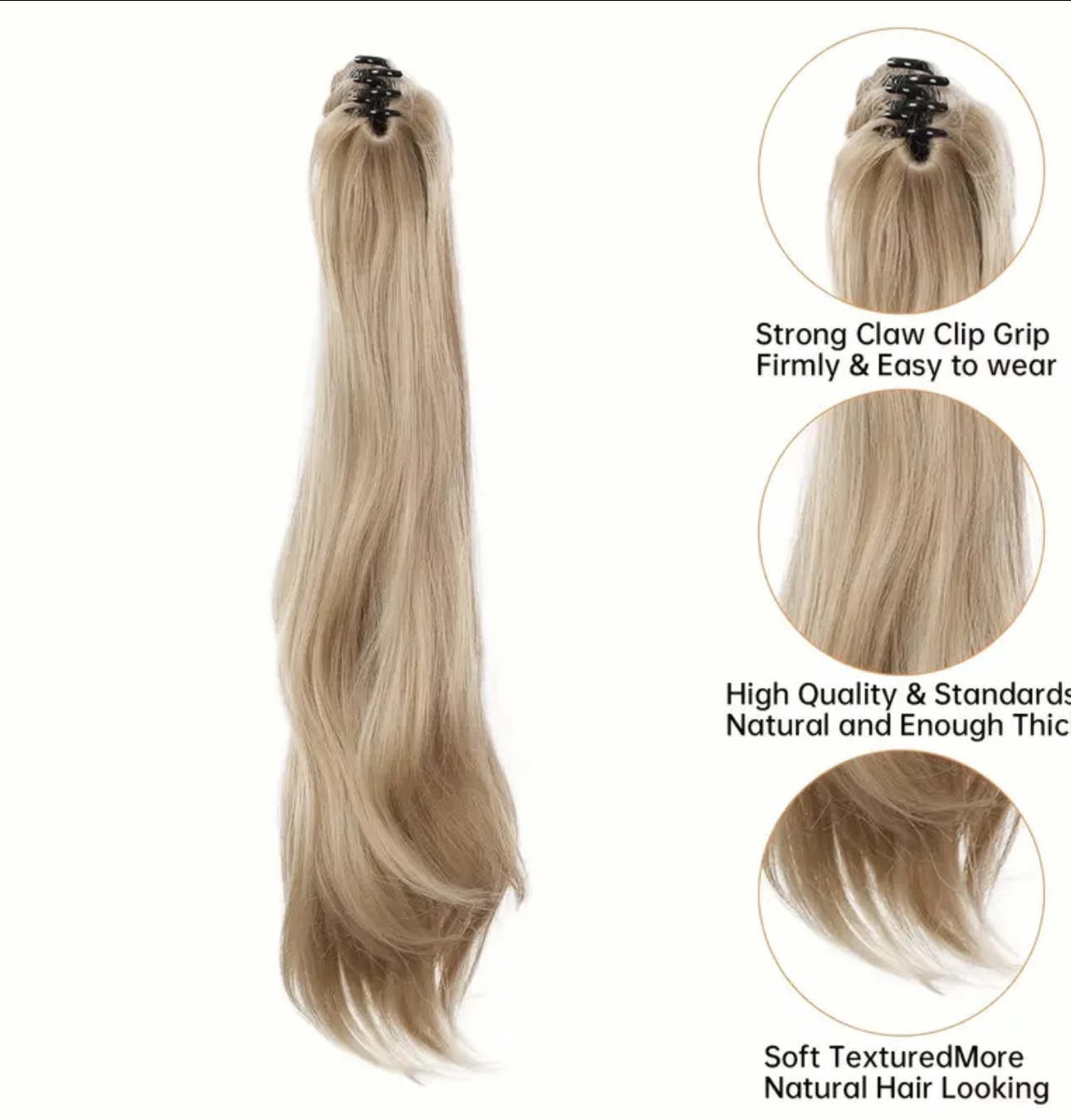 Coada de Par cu Cleste Blond Bej, 70 cm - Extensii de par București