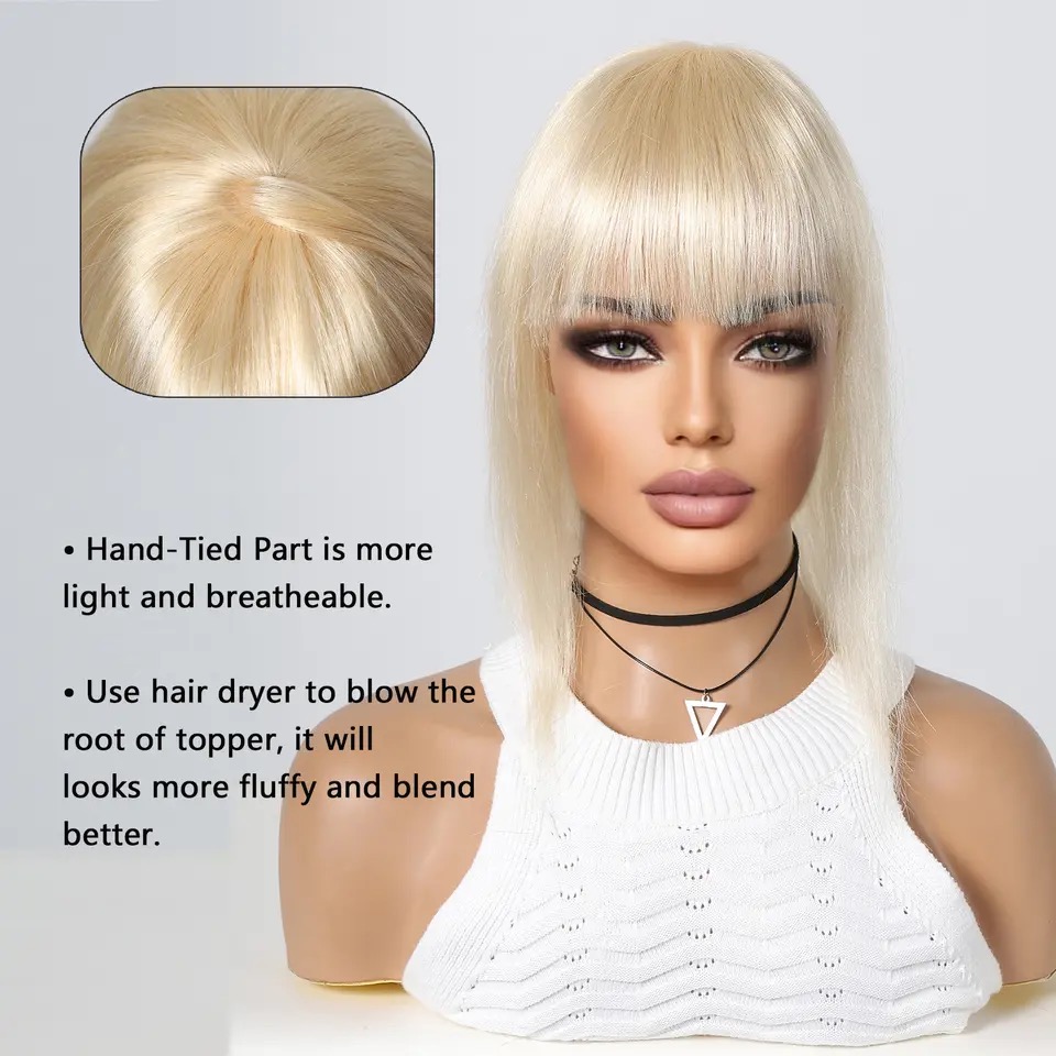 Peruca partiala cu breton Blond Luminos - Extensii de par București