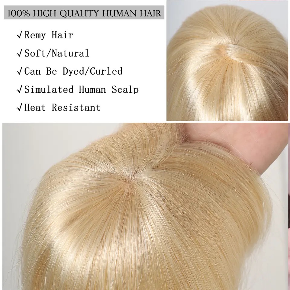 Peruca partiala cu breton Blond Luminos - Extensii de par București
