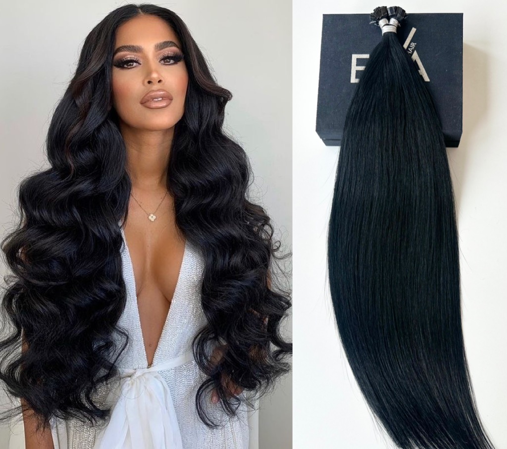 Extensii MICRO KERATINA Russian Hair Negru #1 - Extensii de par București