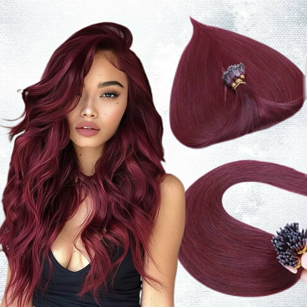 Extensii Nanoring Luxe Burgundy - Extensii de par București Extensii Nanoring Luxe Burgundy - Extensii de par București