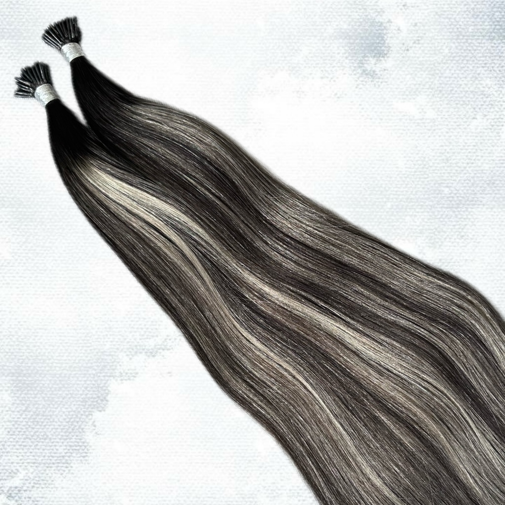 Extensii Nanoring Luxe Balayage #1B/ Grey/ #1B - Extensii de par București