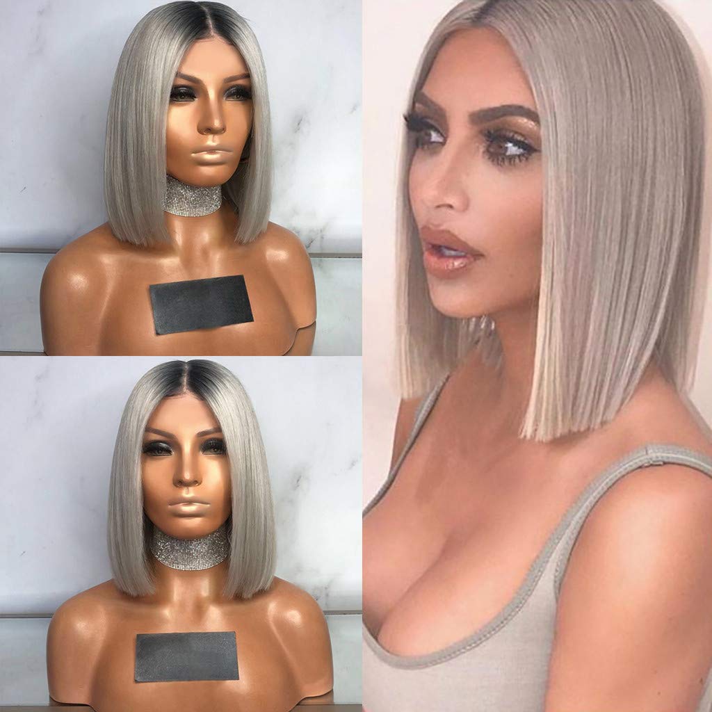 Peruca din par natural short ombre saten foarte inchis /blond grey - Extensii de par București