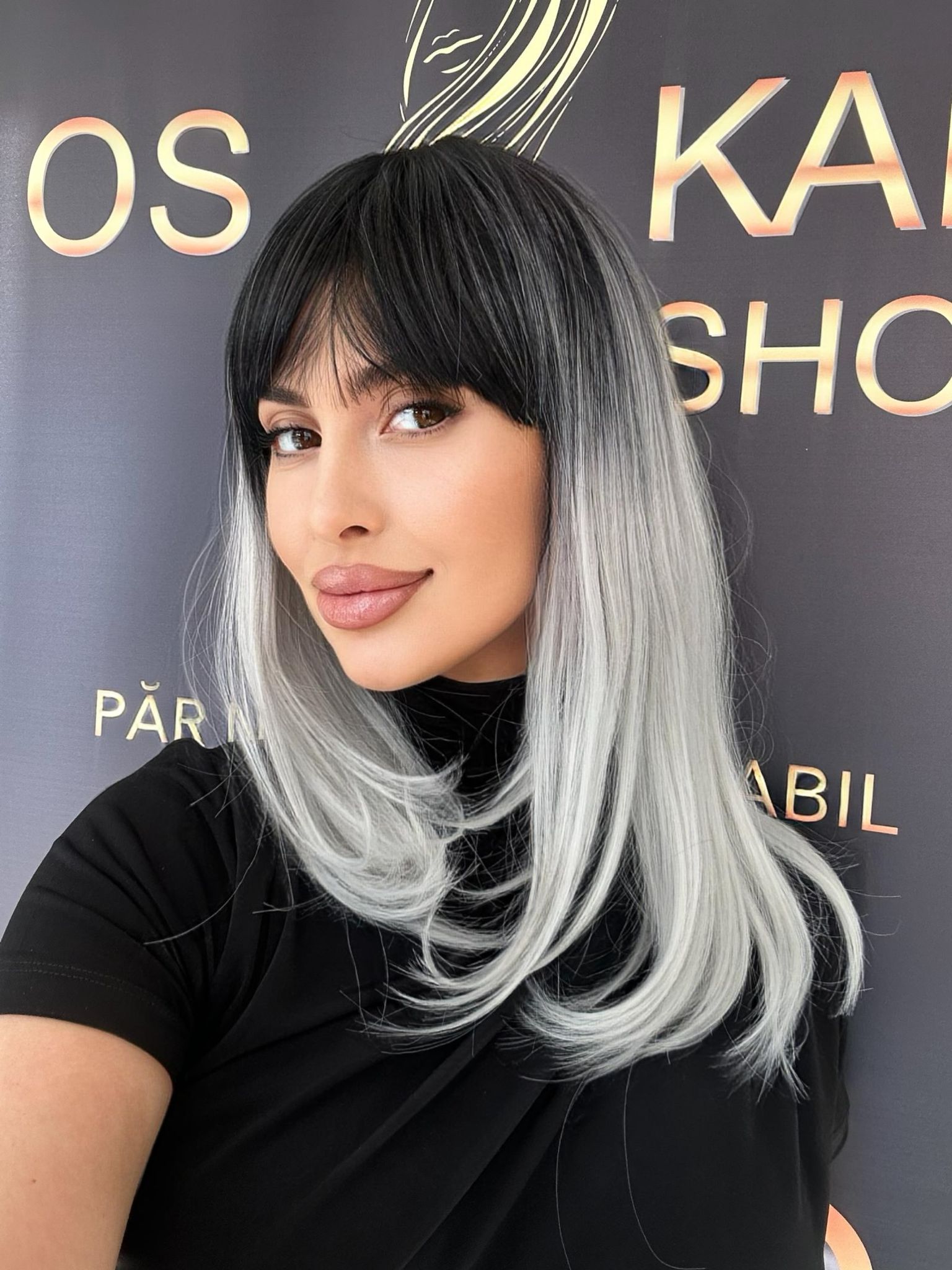 Peruca bobo ombre cu breton 1b/Grey - Extensii de par București