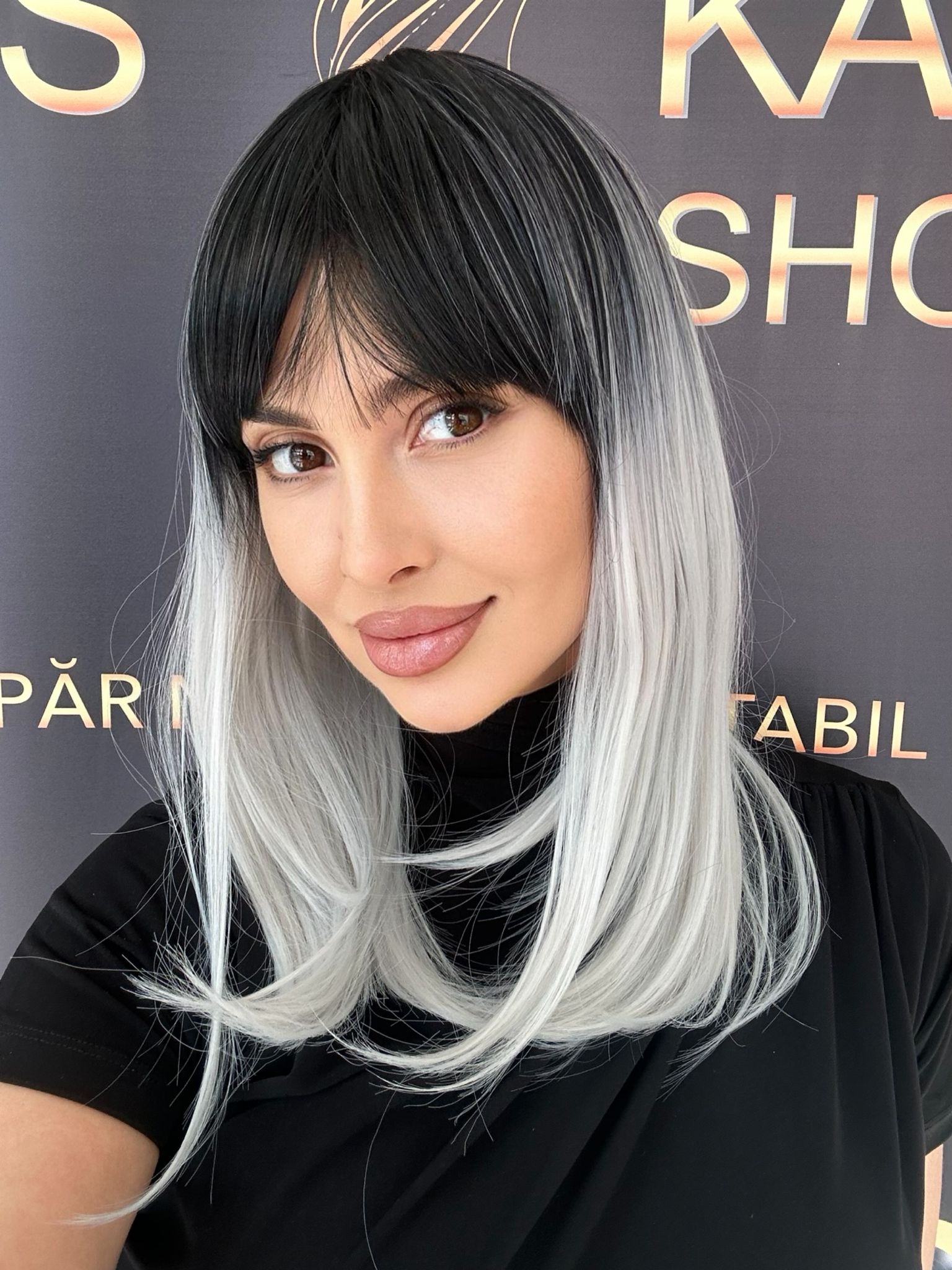 Peruca bobo ombre cu breton 1b/Grey - Extensii de par București