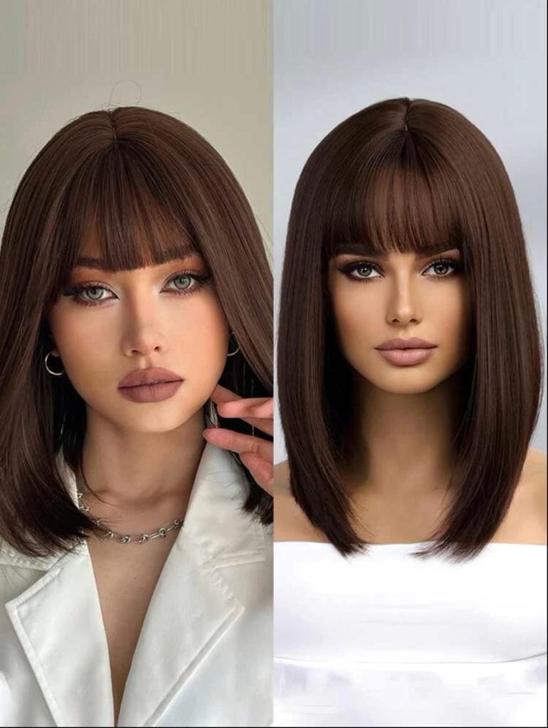 Peruca bobo cu breton saten inchis - Extensii de par București