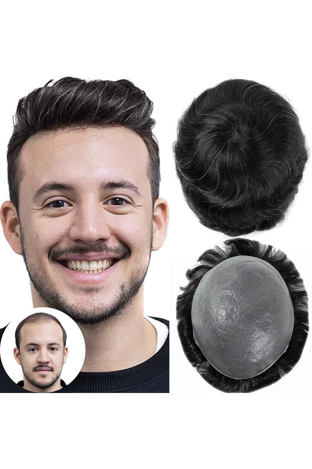 Peruca pentru barbati Grey Inchis Suvitat - Extensii de par București