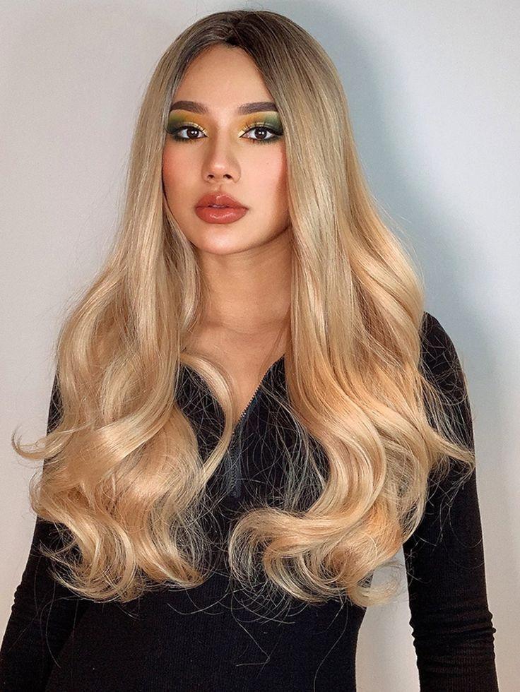 Peruca ombre saten mediu/ blond caramel - Extensii de par București