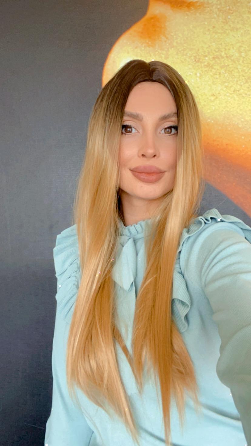 Peruca ombre saten mediu/ blond caramel - Extensii de par București
