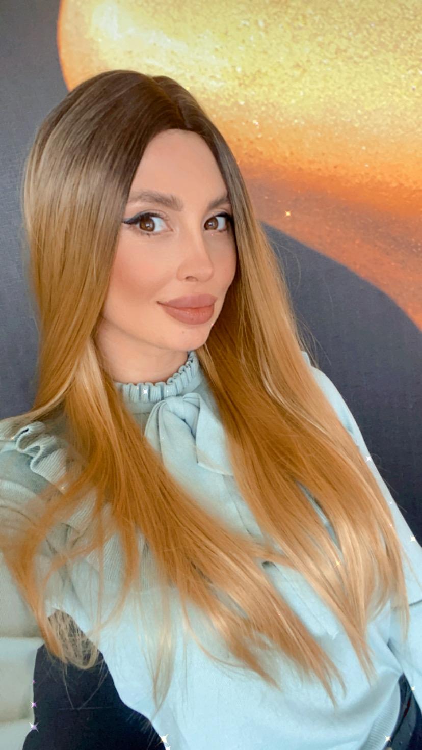 Peruca ombre saten mediu/ blond caramel - Extensii de par București
