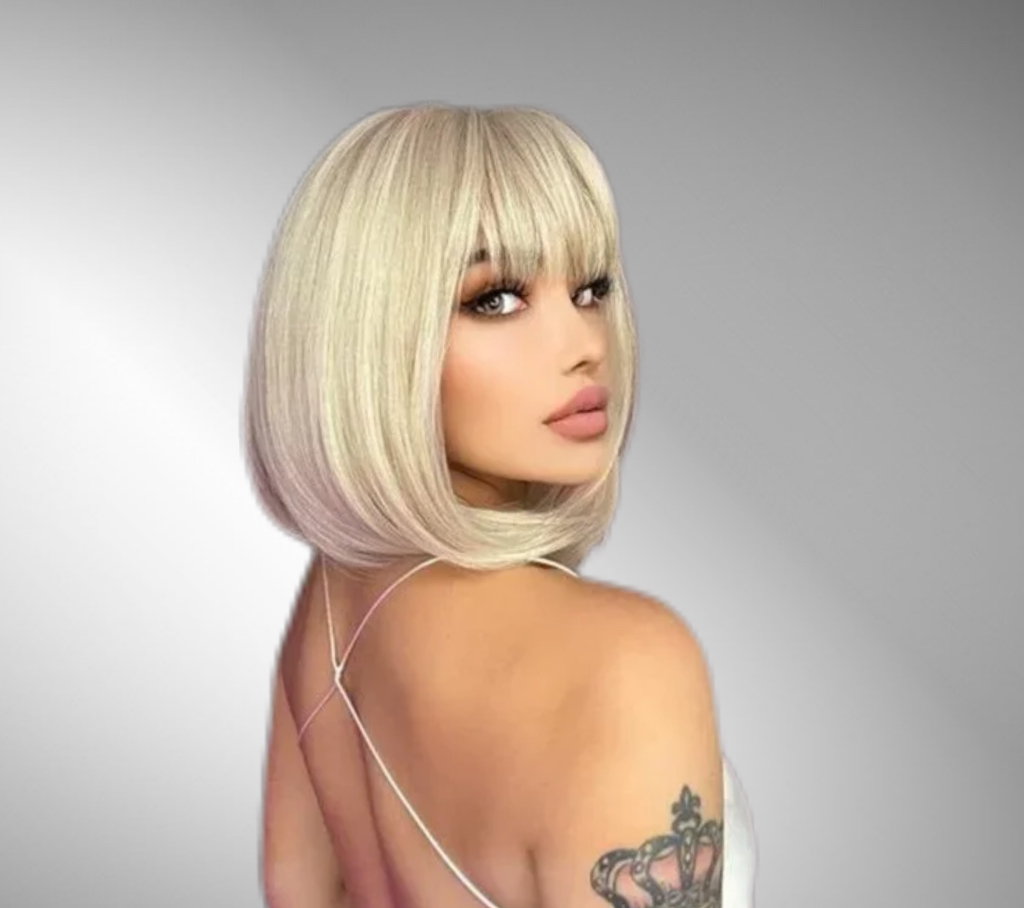 Peruca Bobo Blonde cu Breton - Extensii de par București