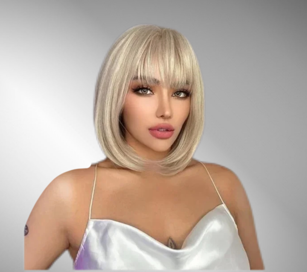 Peruca Bobo Blonde cu Breton - Extensii de par București