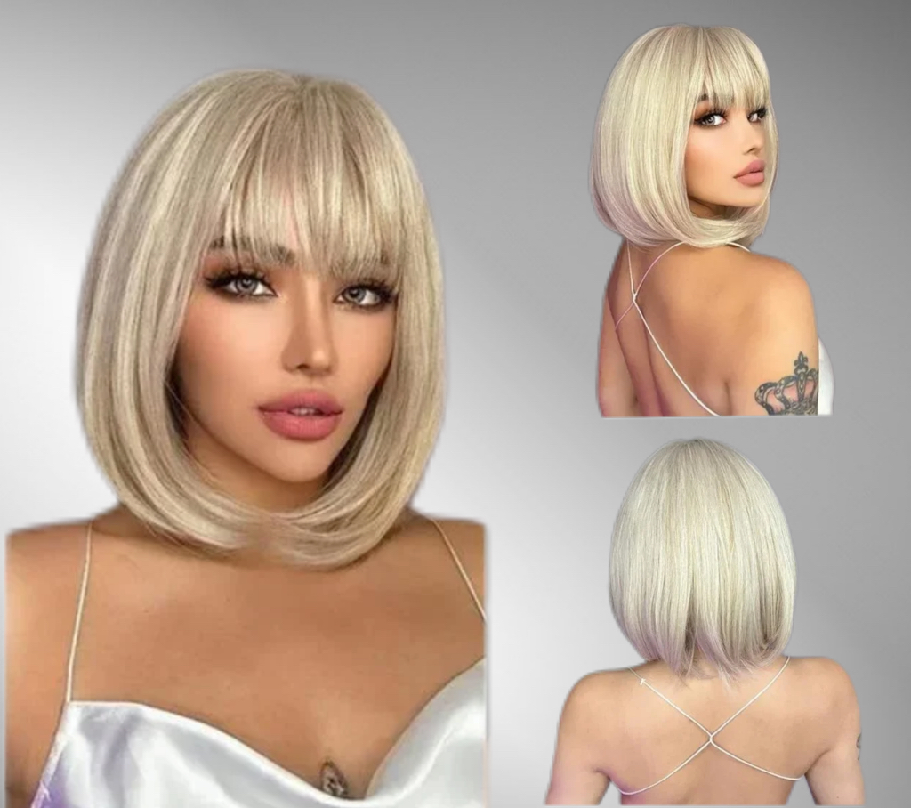 Peruca Bobo Blonde cu Breton - Extensii de par București