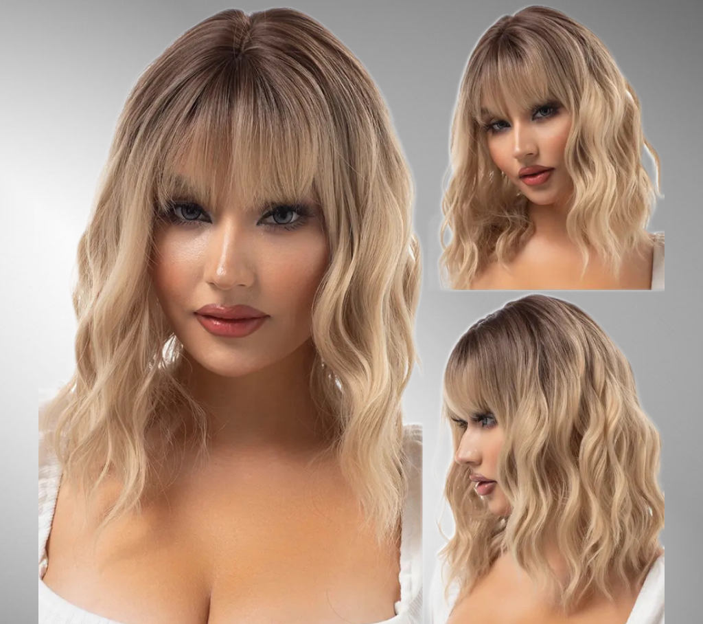 Peruca bobo cu breton Natural Ombre - Extensii de par București