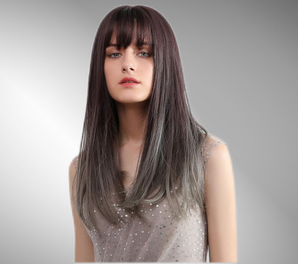 Peruca bobo ombre cu breton Grey Inchis - Extensii de par București