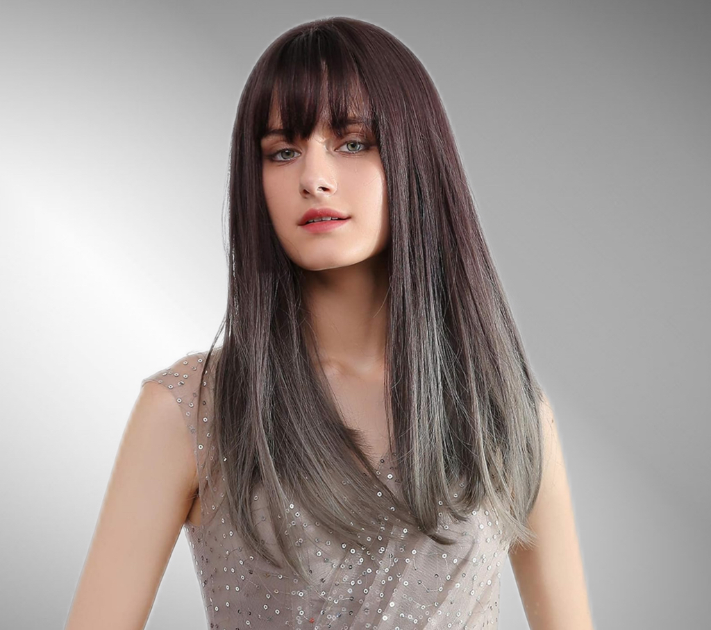Peruca bobo ombre cu breton Grey Inchis - Extensii de par București