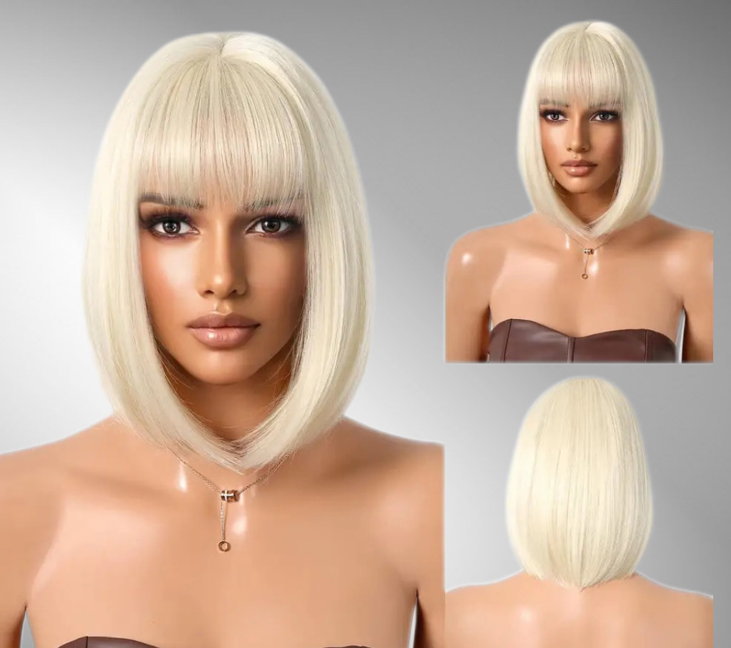 Peruca bobo blonde platinum - Extensii de par București