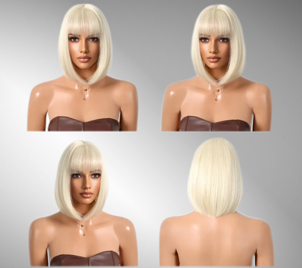Peruca bobo blonde platinum - Extensii de par București